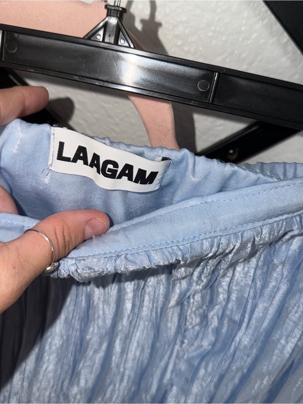 LAAGAM Blue Crinkle Pleated Maxi Skirt XS Made in Barcelona - Picture 3 of 5